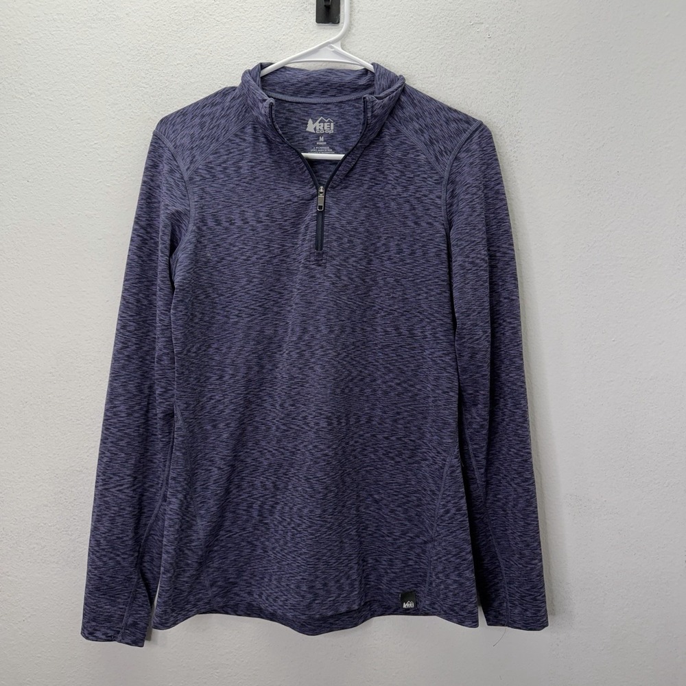 REI Co-op Shirt Womens M Purple Midweight Base Layer Half-Zip Top Hiking Outdoor